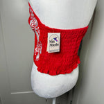 Load image into Gallery viewer, PUEBLA BUSTIER - RED WITH WHITE FLOWERS EMBROIDERY
