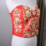 Load image into Gallery viewer, PUEBLA BUSTIER - SALMON W/GOLD EMBROIDERY
