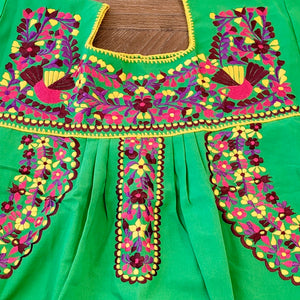 PUEBLA BLOUSE - MEXICAN EMBROIDERED BLOUSE - LIME