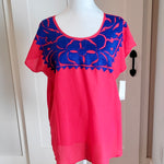 Load image into Gallery viewer, OAXACA BLOUSE - RED WITH BLUE - LARGE
