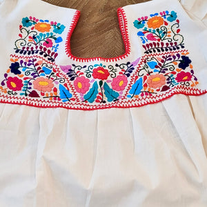 RAMIREZ DRESS - MEXICAN EMBROIDERED DRESS - NATURAL - MULTI