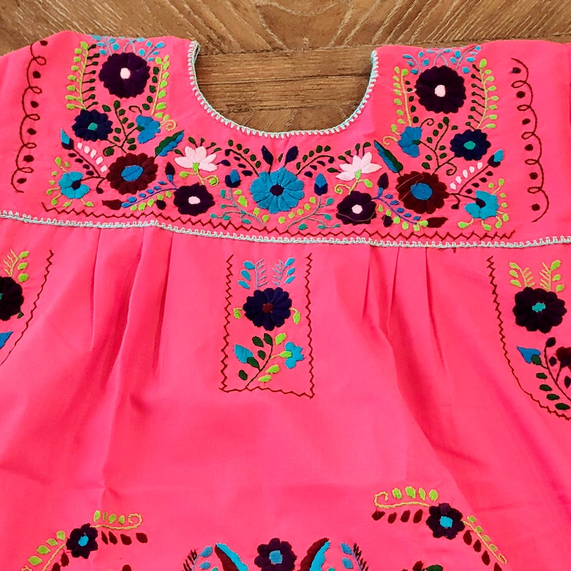 RUIZ DRESS - MEXICAN EMBROIDERED DRESS - PINK