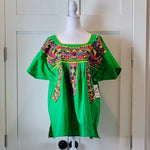 Load image into Gallery viewer, PUEBLA BLOUSE - MEXICAN EMBROIDERED BLOUSE - LIME
