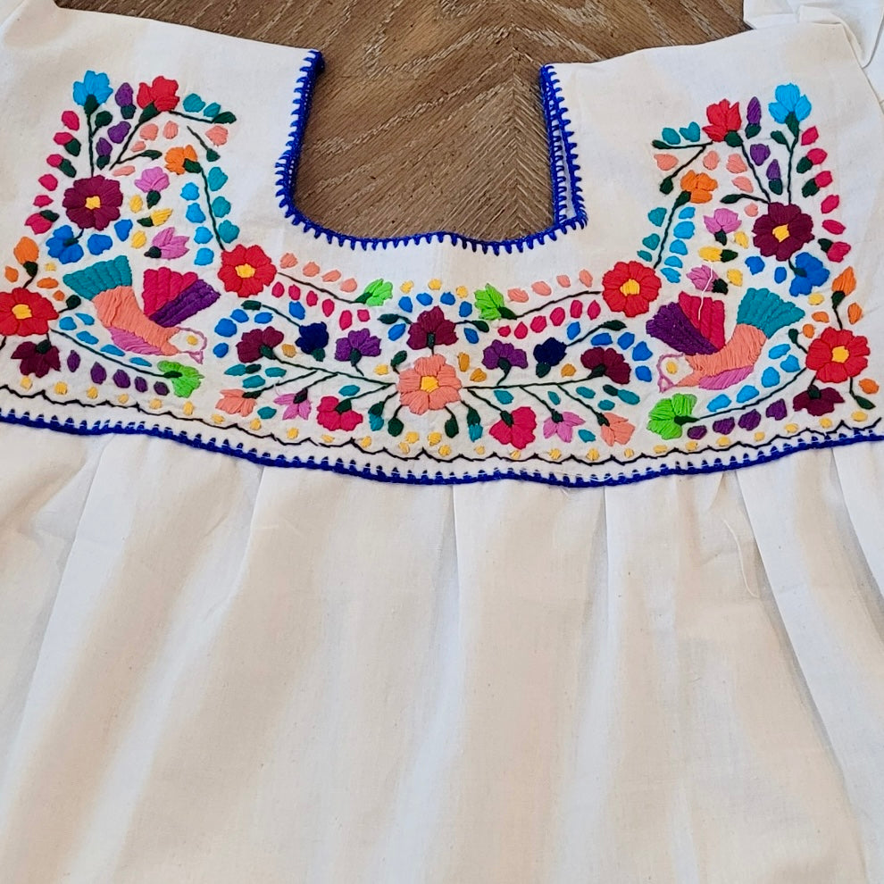 RAMIREZ DRESS - MEXICAN EMBROIDERED DRESS - NATURAL - MULTI