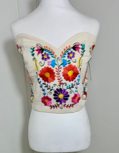 PUEBLA BUSTIER - NATURAL W/MULTICOLOR