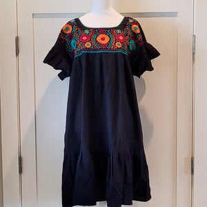 RAMIREZ DRESS - MEXICAN EMBROIDERED DRESS - BLACK