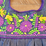 Load image into Gallery viewer, FANCY COLIBRI JEAN DRESS - MEXICAN EMBROIDERED DRESS - YELLOW/PURPLE
