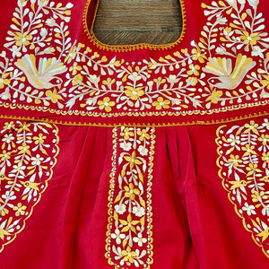 PUEBLA BLOUSE - MEXICAN EMBROIDERED BLOUSE - CRIMSON