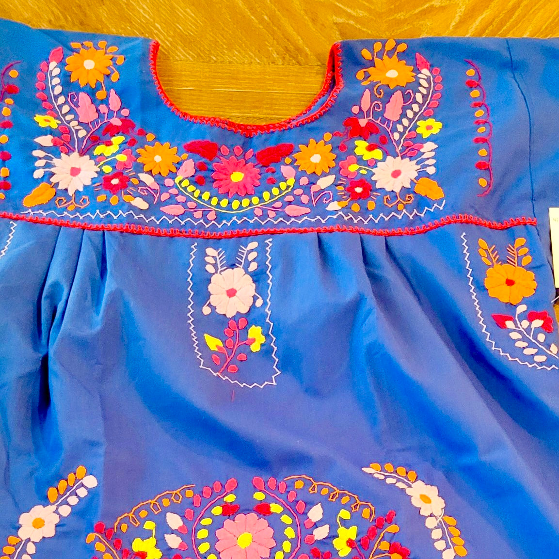 RUIZ DRESS - MEXICAN EMBROIDERED DRESS - BLUE