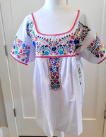 Load image into Gallery viewer, HAND EMBROIDERED PUEBLA FIESTA BLOUSE - WHITE WITH MULTI EMBROIDERY
