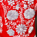 Load image into Gallery viewer, PUEBLA BUSTIER - RED WITH WHITE FLOWERS EMBROIDERY
