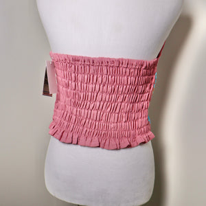 PUEBLA BUSTIER - MAUVE WITH BLUE & GOLD EMBROIDERY