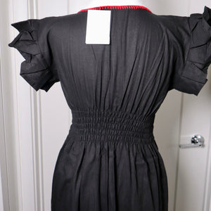 PALOMA DRESS - BLACK WITH RED EMBROIDERY