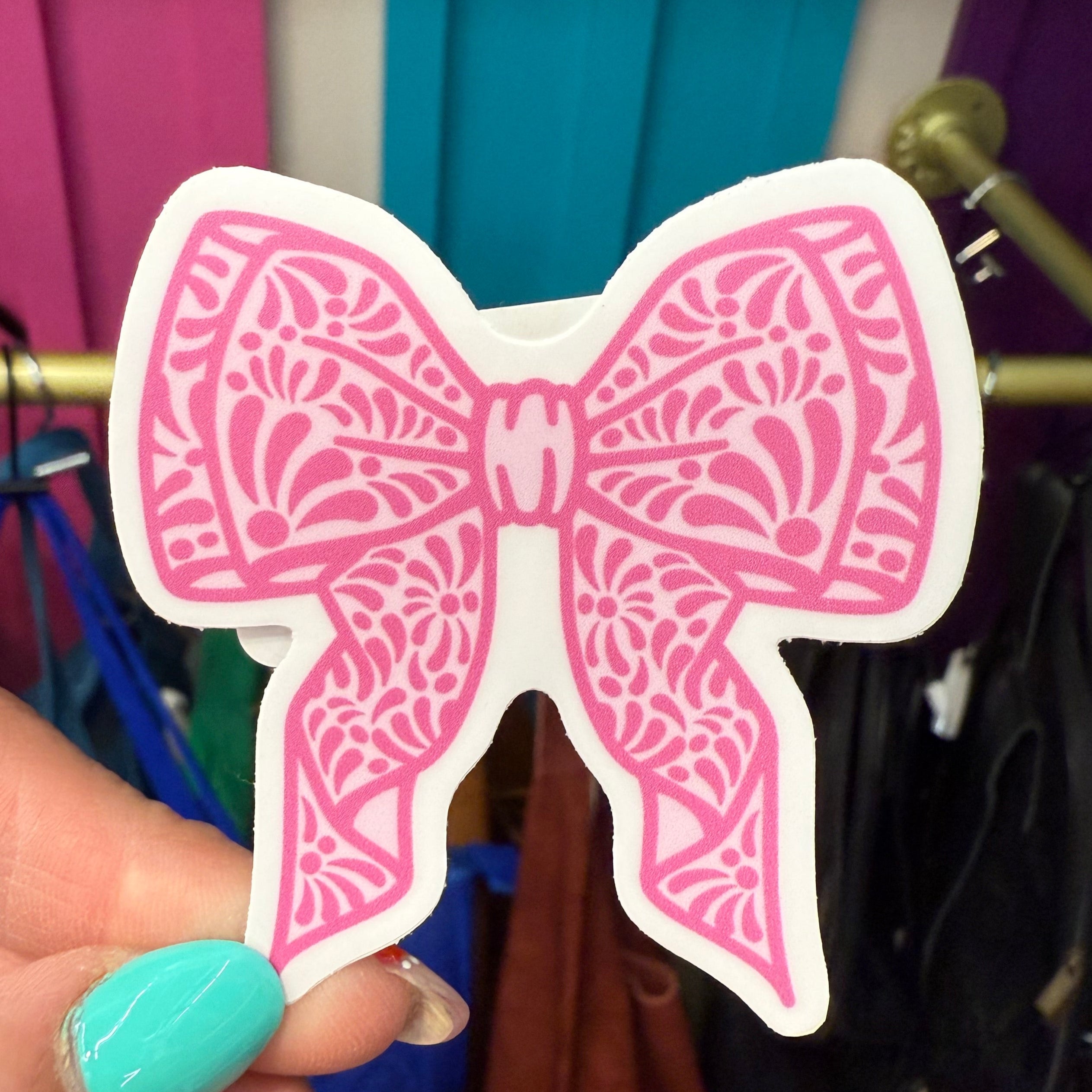 TALAVERA PINK BOW STICKER