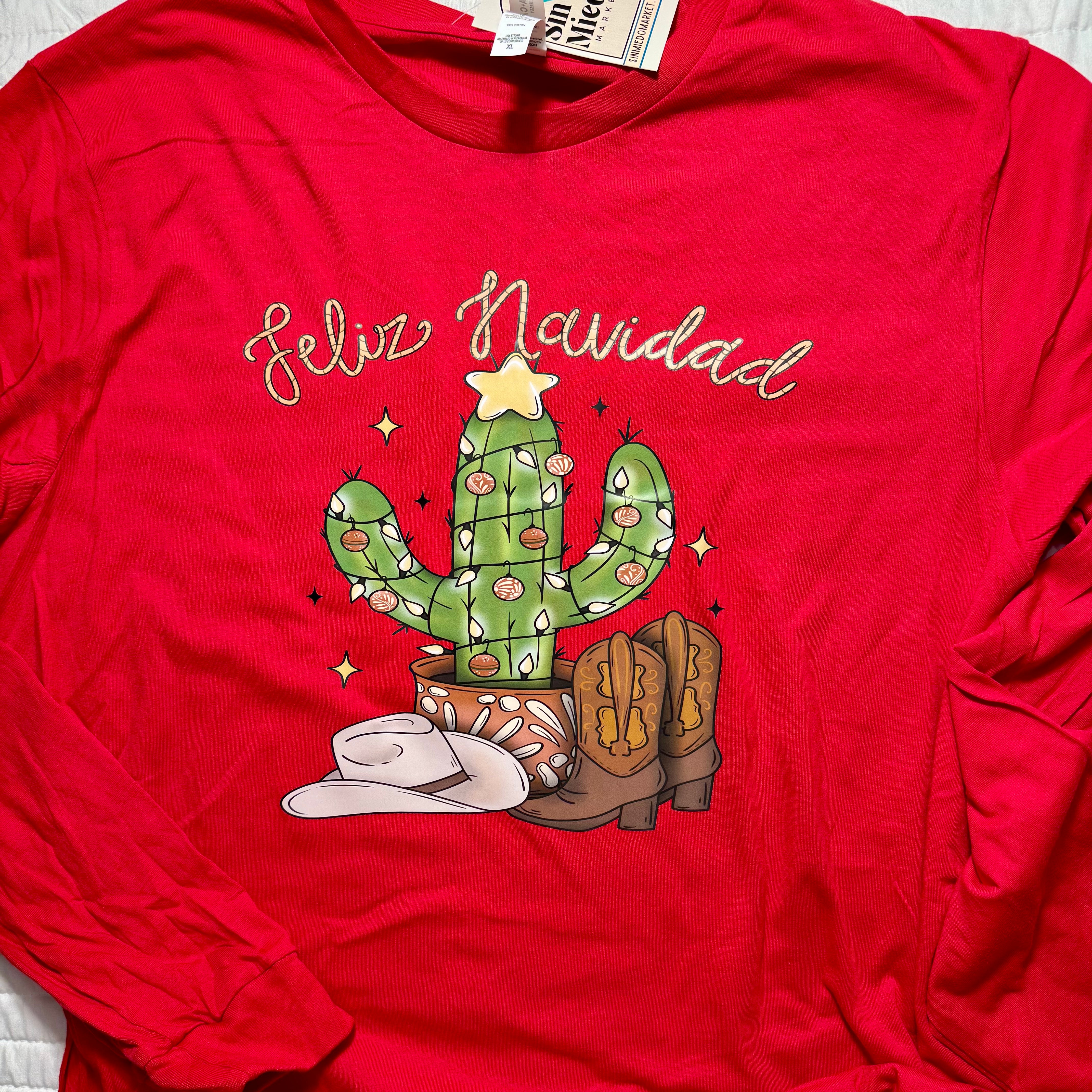 FELIZ NAVIDAD VAQUERO LONG SLEEVE SHIRT