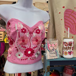 Load image into Gallery viewer, PUEBLA BUSTIER - PINK WITH PINK EMBROIDERY
