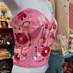 Load image into Gallery viewer, PUEBLA BUSTIER - PINK WITH PINK EMBROIDERY
