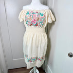 Load image into Gallery viewer, FIESTA DRESS - NATURAL W/ PASTEL EMBROIDERY
