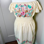 Load image into Gallery viewer, FIESTA DRESS - NATURAL W/ PASTEL EMBROIDERY
