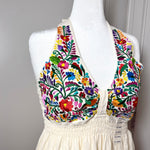 Load image into Gallery viewer, TEJAS DRESS - NATURAL W/MULTI COLOR EMBROIDERY
