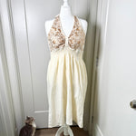 Load image into Gallery viewer, TEJAS DRESS - NATURAL W/GOLD EMBROIDERY
