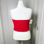 Load image into Gallery viewer, PUEBLA BUSTIER - RED W/ GREEN EMBROIDERY
