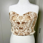 Load image into Gallery viewer, PUEBLA BUSTIER - NATURAL W/ GOLD BIRDS
