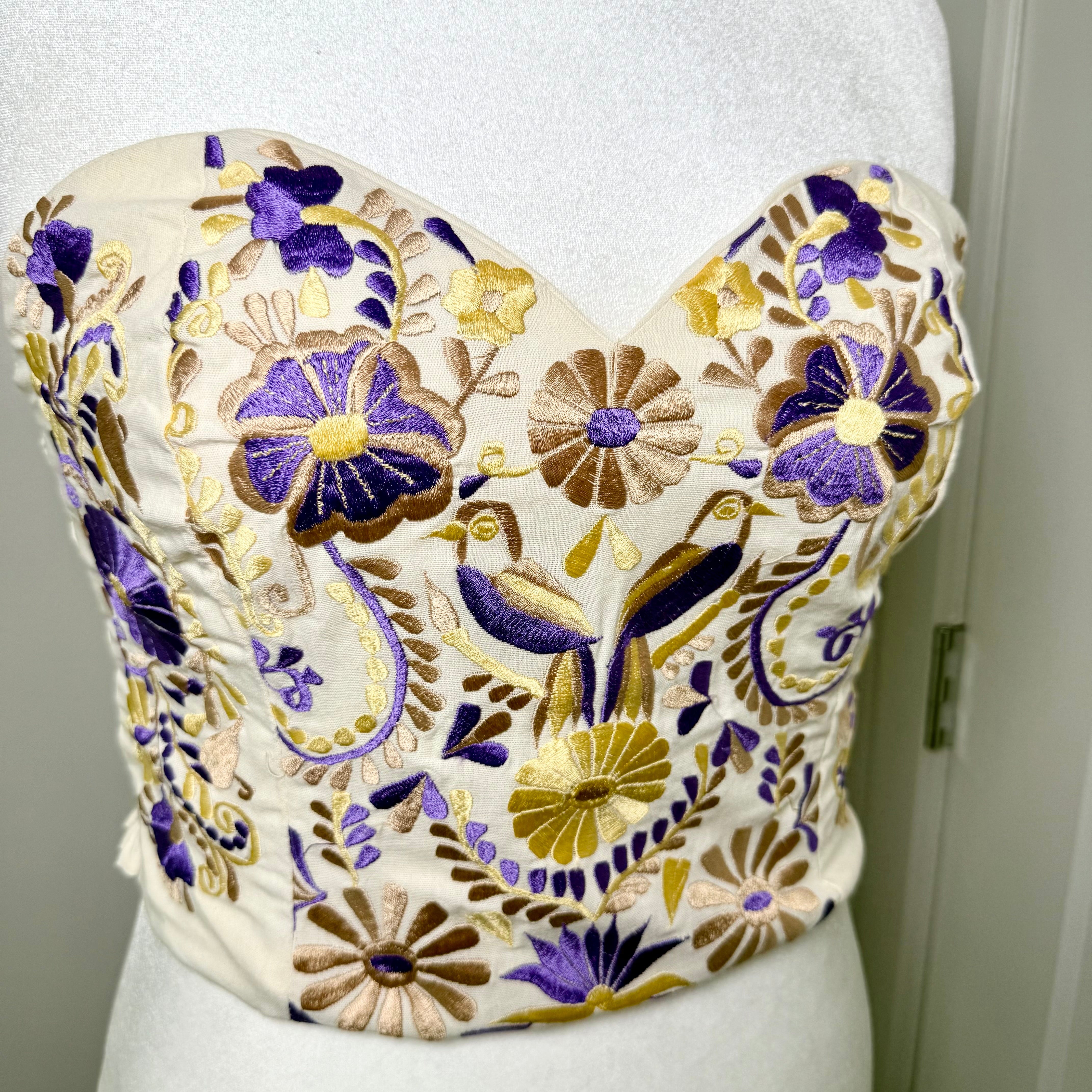PUEBLA BUSTIER - NATURAL W/ LILAC & BEIGE