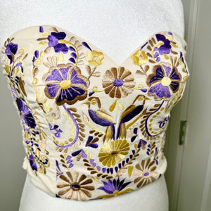 PUEBLA BUSTIER - NATURAL W/ LILAC & BEIGE