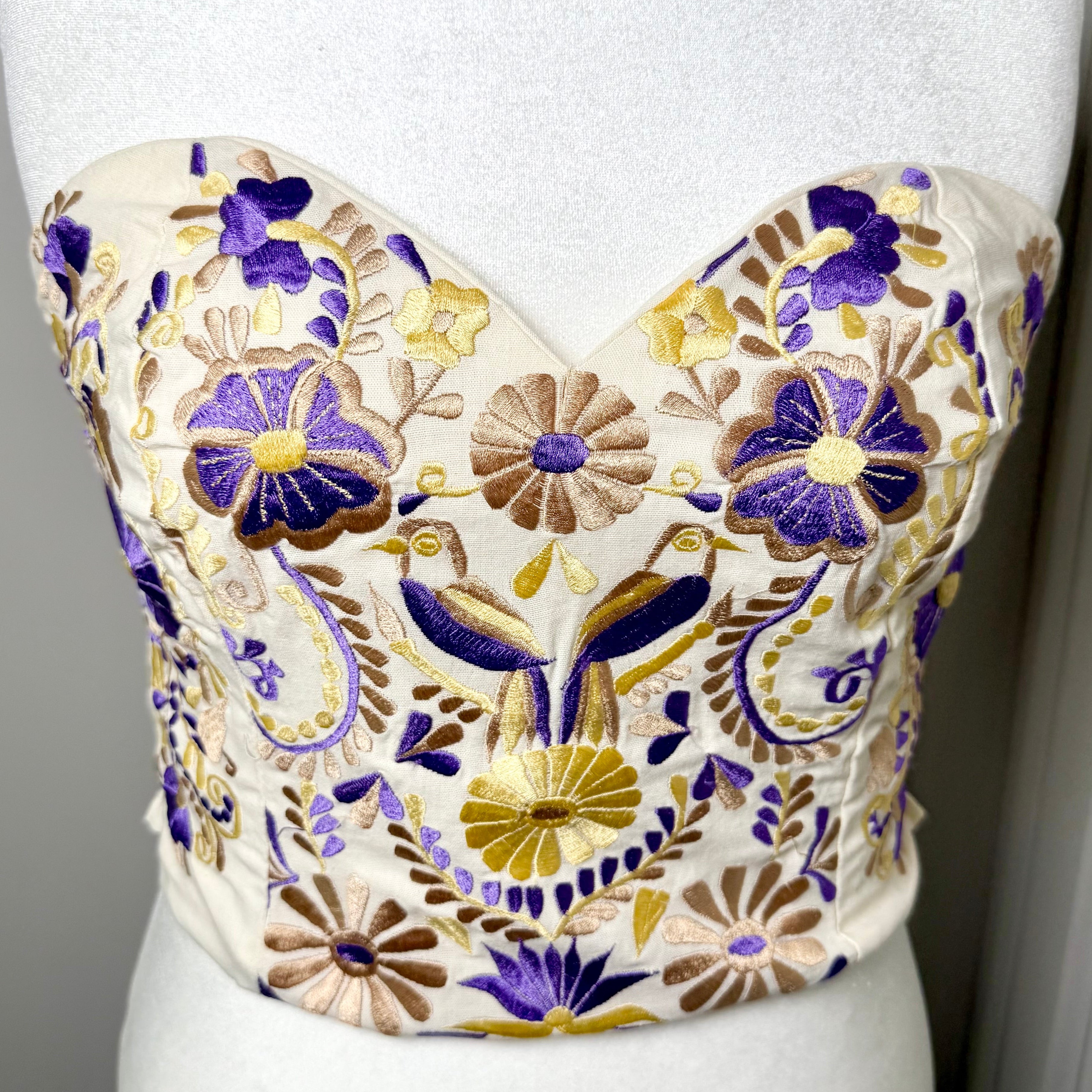 PUEBLA BUSTIER - NATURAL W/ LILAC & BEIGE