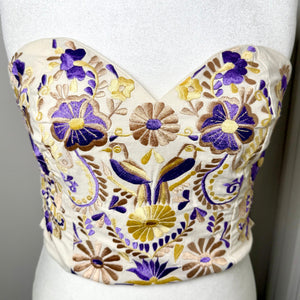 PUEBLA BUSTIER - NATURAL W/ LILAC & BEIGE