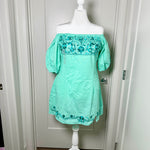 Load image into Gallery viewer, CHICA DRESS - MINT W/TEAL EMBROIDERY
