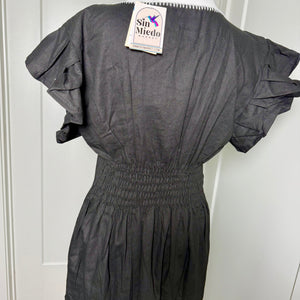 PALOMA DRESS - BLACK WITH MULTICOLOR EMBROIDERY