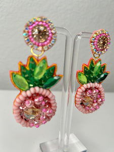 Pink Pineapple Earrings
