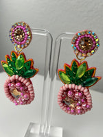Load image into Gallery viewer, Pink Pineapple Earrings
