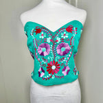 Load image into Gallery viewer, PUEBLA BUSTIER - TEAL W/LILAC &amp; FUSCHIA - S-XL
