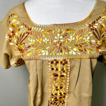 Load image into Gallery viewer, PUEBLA EMBROIDERED BLOUSE - TAN W/BROWN EMBROIDERY
