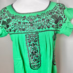 Load image into Gallery viewer, FELIZ PUEBLA EMBROIDERED BLOUSE -  GREEN W/BLACK EMBRODERY
