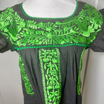 Load image into Gallery viewer, FELIZ PUEBLA EMBROIDERED BLOUSE -  BLACK W/GREEN
