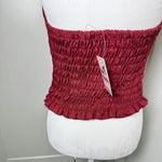 Load image into Gallery viewer, PUEBLA BUSTIER -NATURAL W/RED &amp; GREEN  EMBROIDERY- SIZE M-XL
