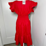Load image into Gallery viewer, PALOMA DRESS - RED W/RED, WHITE  &amp; GOLD EMBROIDERY WITH POCKETS
