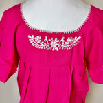 Load image into Gallery viewer, FELIZ PUEBLA BLOUSE - FUSCHIA WITH PINK &amp; WHITE EMBROIDERY
