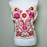 Load image into Gallery viewer, PUEBLA BUSTIER -NATURAL WITH PINK &amp; RED BIRD - XL/XXL
