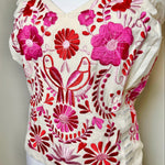 Load image into Gallery viewer, PUEBLA BUSTIER -NATURAL WITH PINK &amp; RED BIRD - XL/XXL
