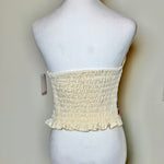 Load image into Gallery viewer, PUEBLA BUSTIER -NATURAL WITH PINK &amp; RED FLOWERS -M/L
