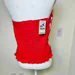 Load image into Gallery viewer, PUEBLA BUSTIER -RED WITH PINK &amp; WHITE BIRDS - XL/XXL
