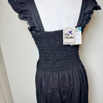 Load image into Gallery viewer, DAISY DRESS - BLACK W/BLUE EMBROIDERY
