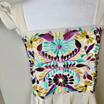 Load image into Gallery viewer, DAISY DRESS - NATURAL WITH BURGUNDY &amp; LILAC EMBROIDERY
