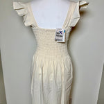 Load image into Gallery viewer, DAISY DRESS - NATURAL WITH BURGUNDY &amp; LILAC EMBROIDERY
