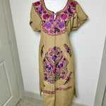 Load image into Gallery viewer, LUZ DRESS - BROWN WITH PURPLE &amp; MAGENTA EMBROIDERY
